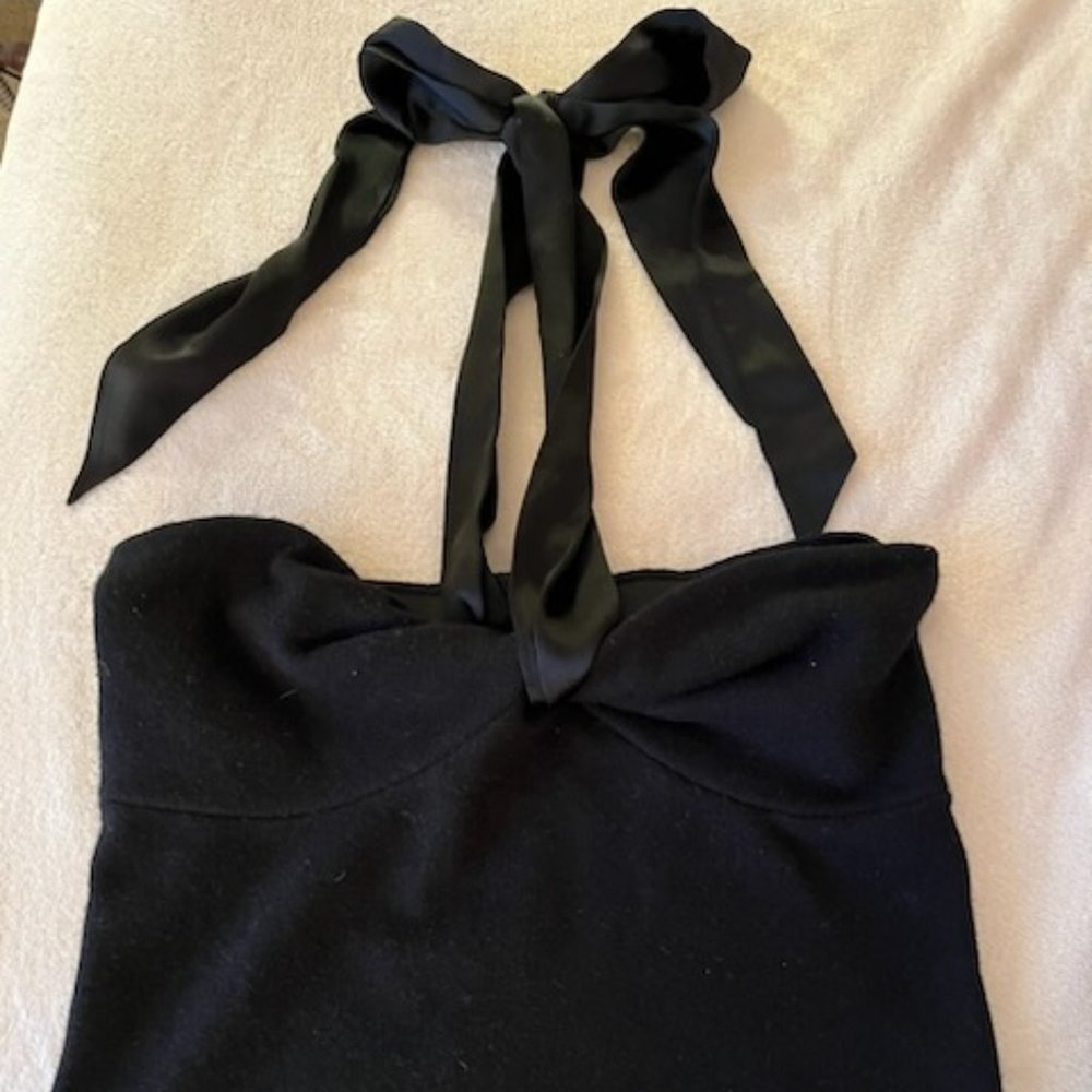 Ralph Lauren Black Label Cashmere Halter Top with Silk Tie Size L